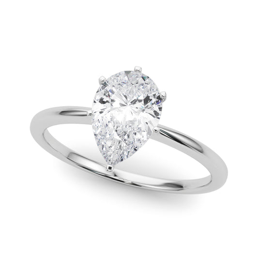 Engagement Ring 14k Solitaire 85121-E-Pear-14k White Gold