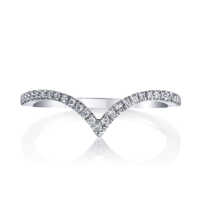 14k White Gold V Diamond Band