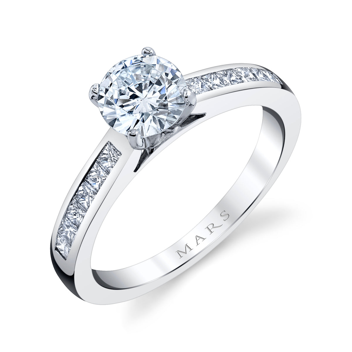 Mars Round Engagement Ring 14K White Gold