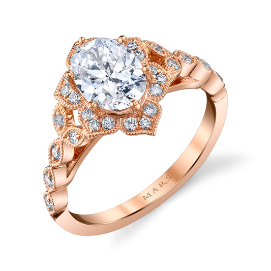Mars Oval Engagement Ring 14K Rose Gold