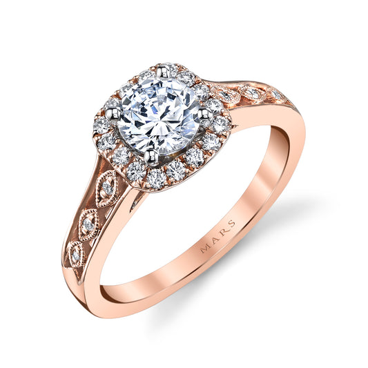 Mars Round Engagement Ring 14K Rose Gold