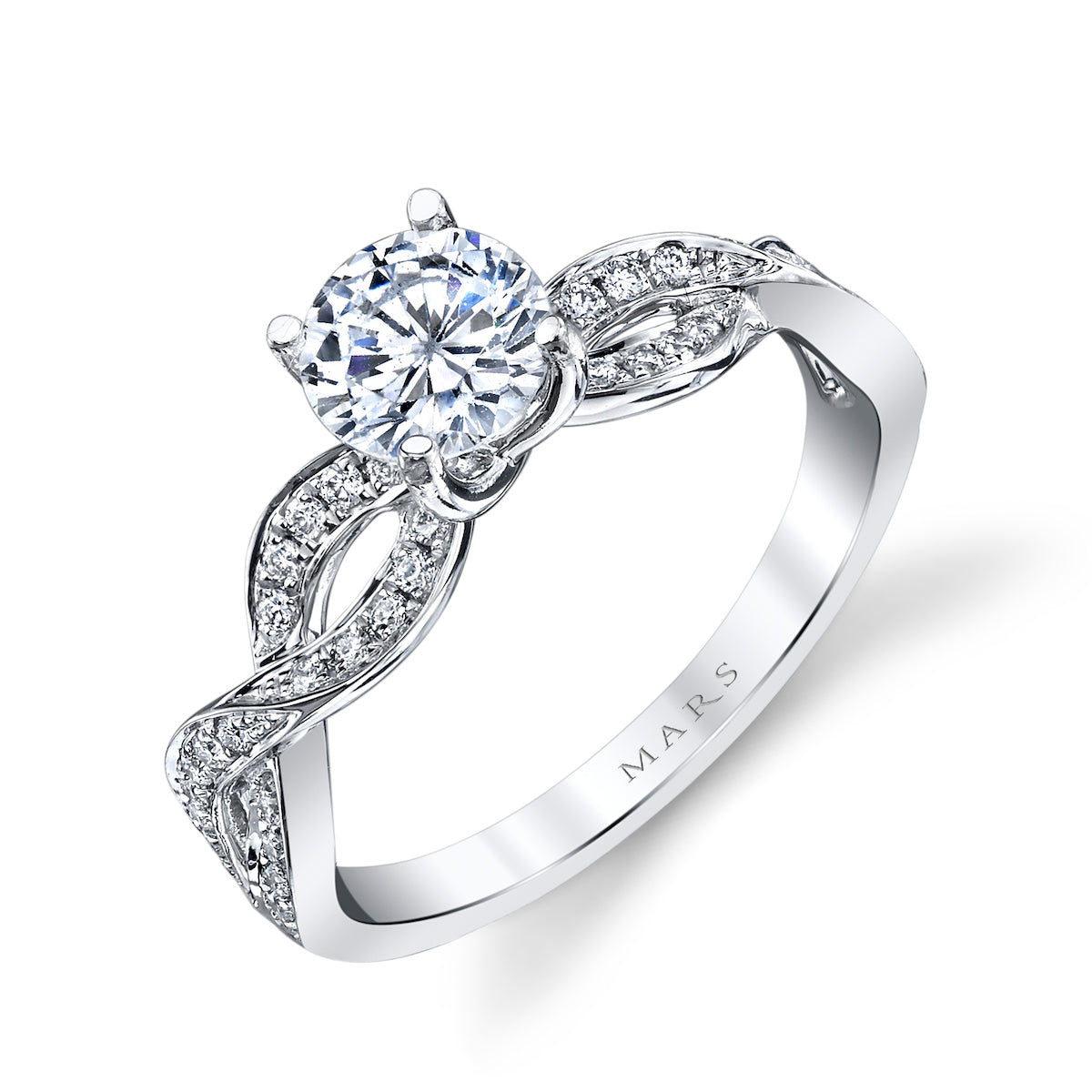 Mars Round Engagement Ring 14K White Gold