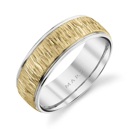 Men's 7mm Two Tone Sand Wave Wedding Band