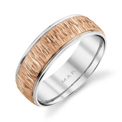 Men's 7mm Two Tone Sand Wave Wedding Band