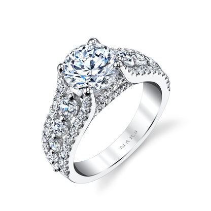 Mars Round Engagement Ring 14K White Gold