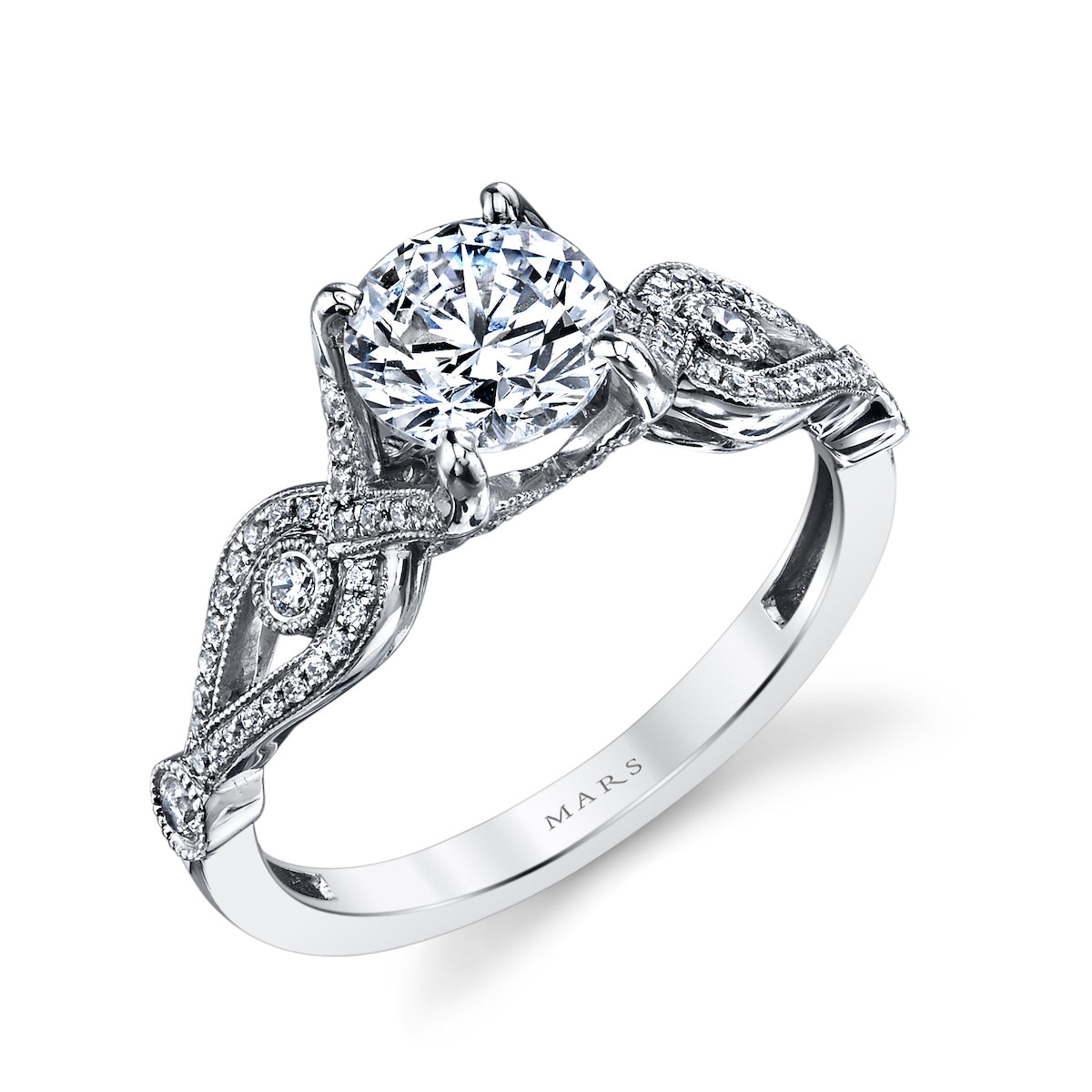 Mars Round Engagement Ring 14K White Gold 26249