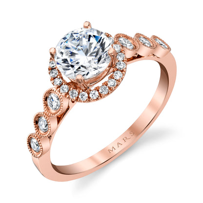 Mars Round Engagement Ring 14K Rose Gold