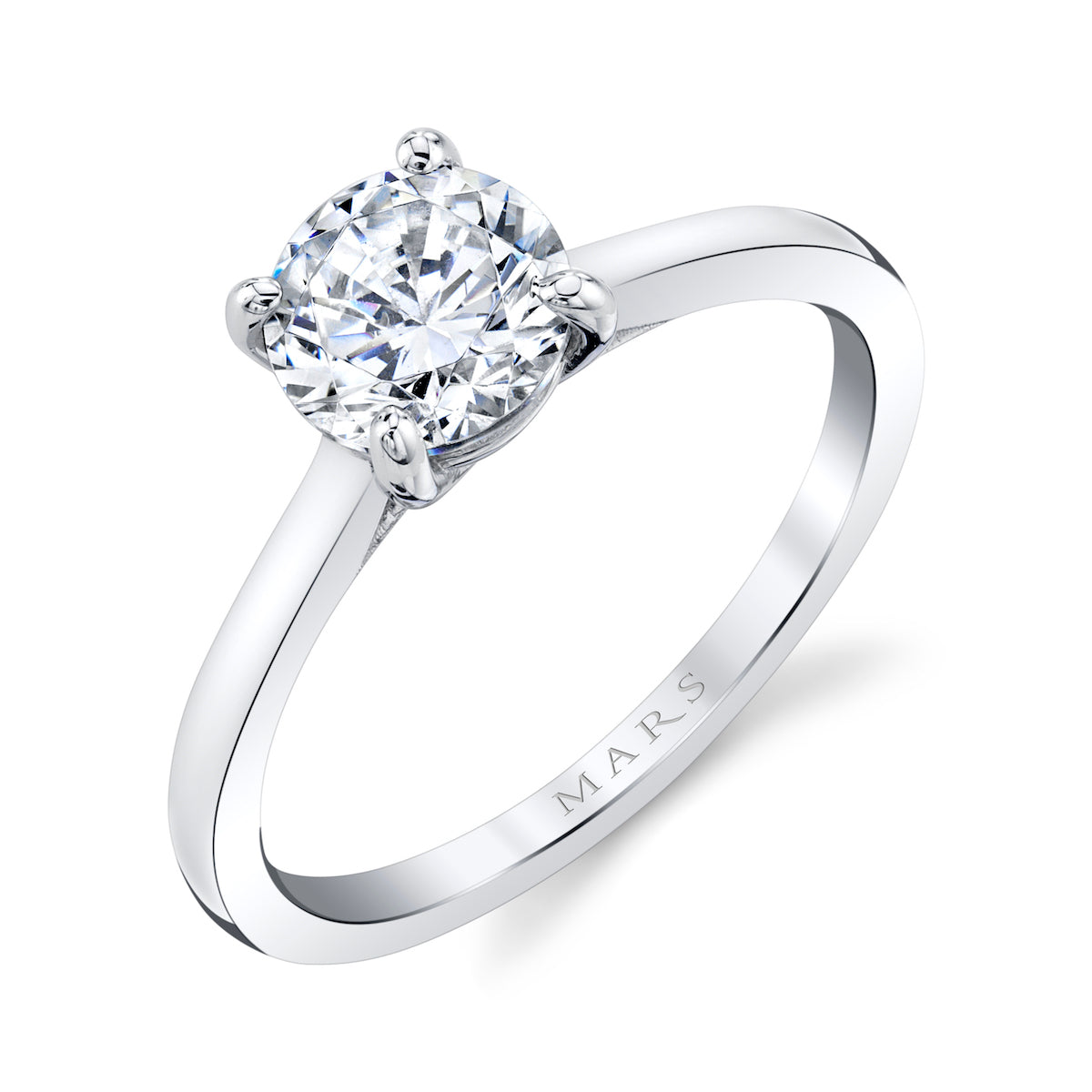 Mars Round Engagement Ring 14K White Gold