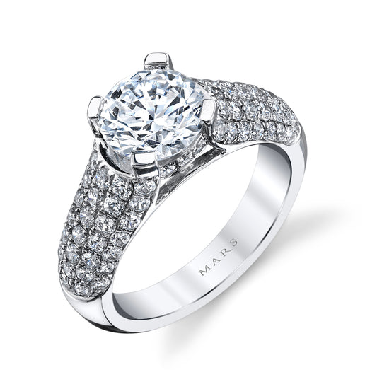 Mars Round Engagement Ring 14K White Gold