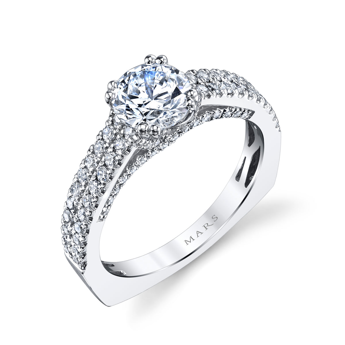 Mars Round Engagement Ring 14K White Gold