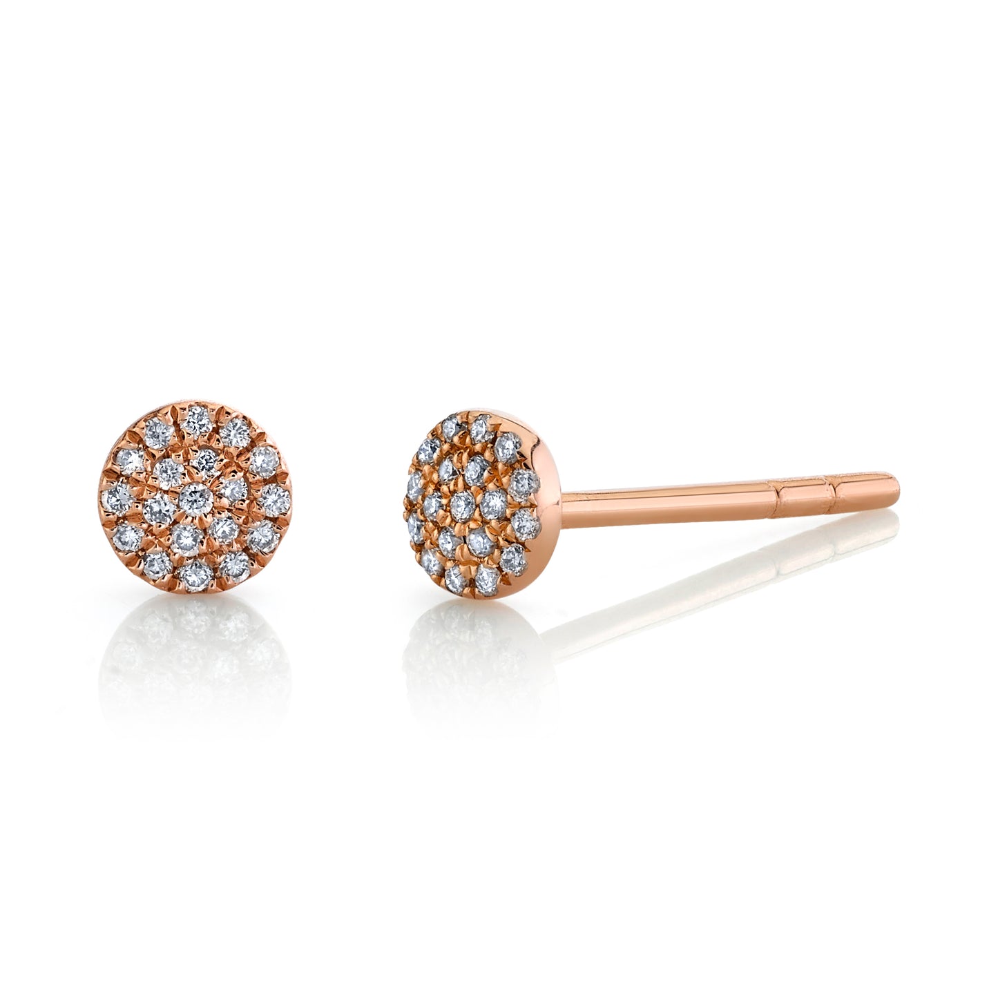 Rose Gold Round Cluster Diamond Earrings