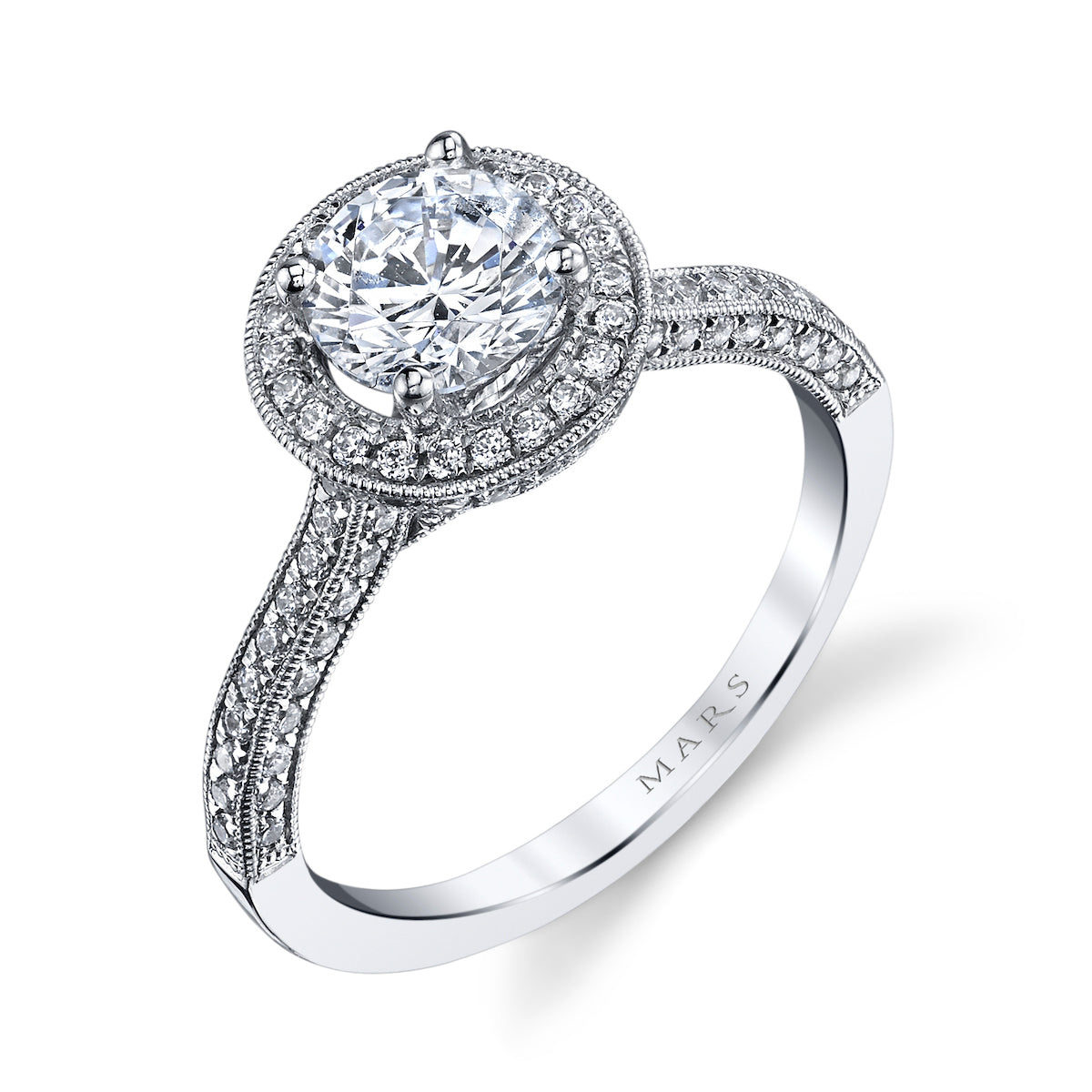 Mars Round Engagement Ring 14K White Gold