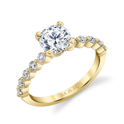 Mars Round Engagement Ring 14K Yellow Gold