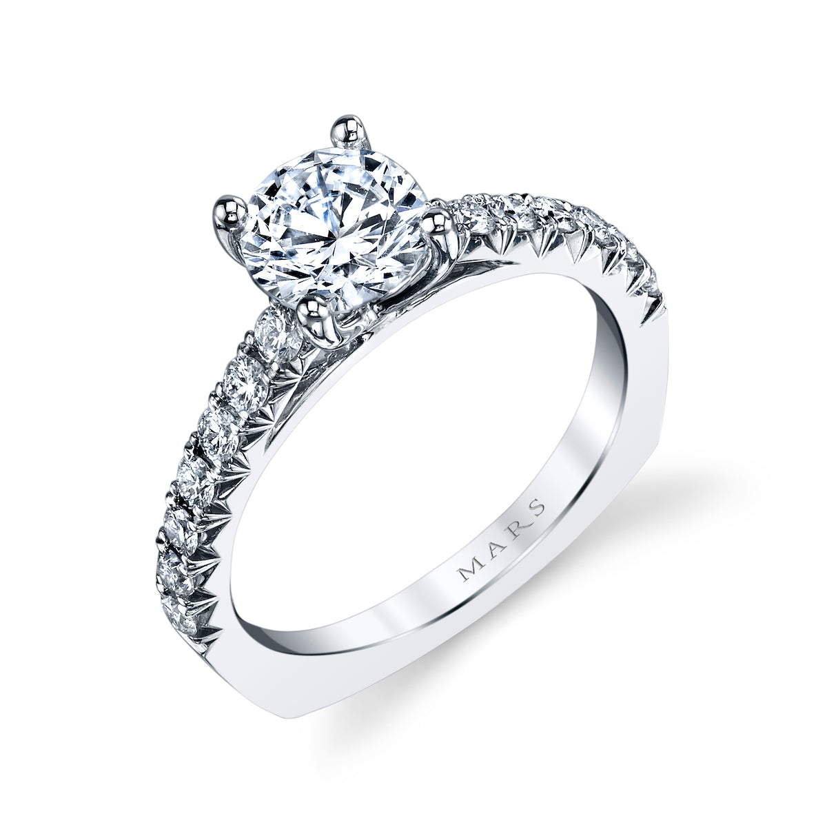 Mars Round Engagement Ring 14K White Gold