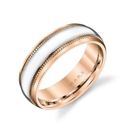 Men's 7mm Two Tone Satin Finish with Milgrain Edge Wedding Band