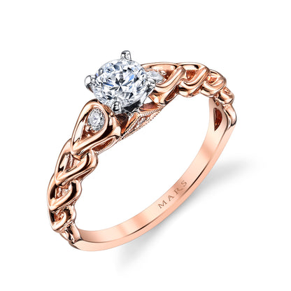 Mars Round Engagement Ring 14K Rose Gold