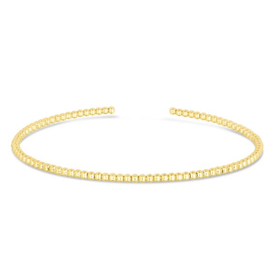 14k Yellow Gold 2mm Bead Cuff