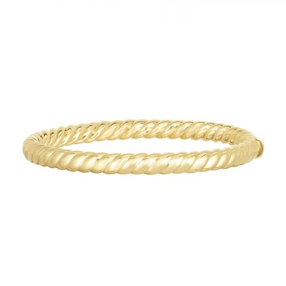 14K Yellow Gold Sculpted Twist 6mm Bangle