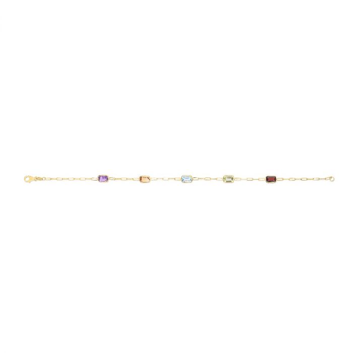 14K Multi-Gemstone Paperclip Chain