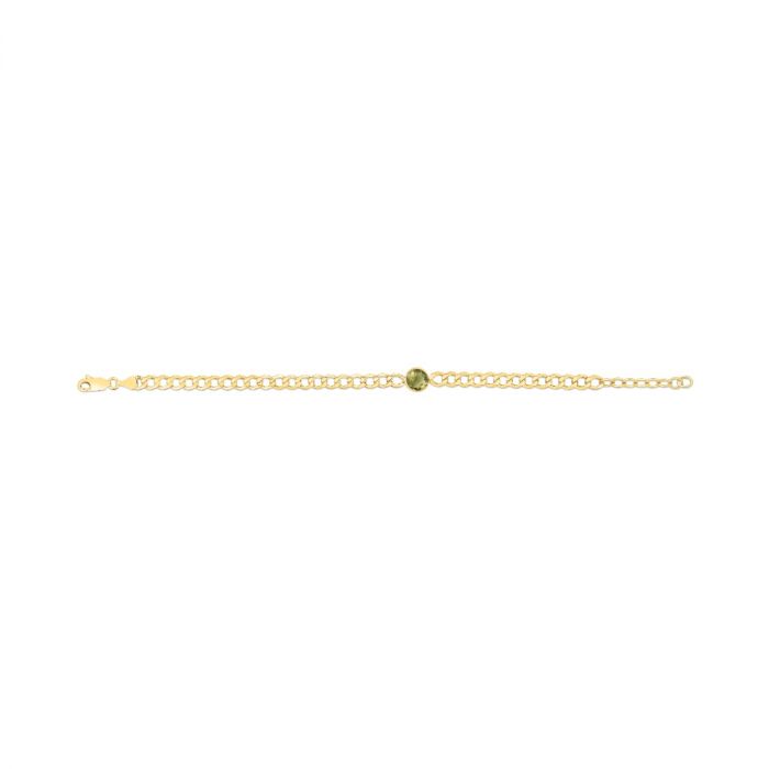 14K Peridot Curb Chain Bracelet