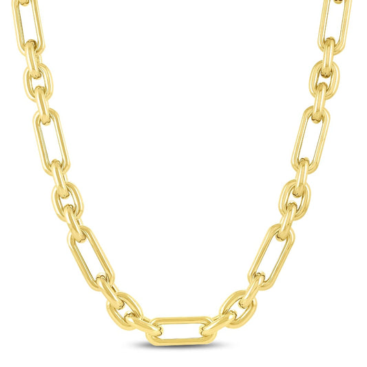 14k Yellow Gold Alternating Paperclip Chain