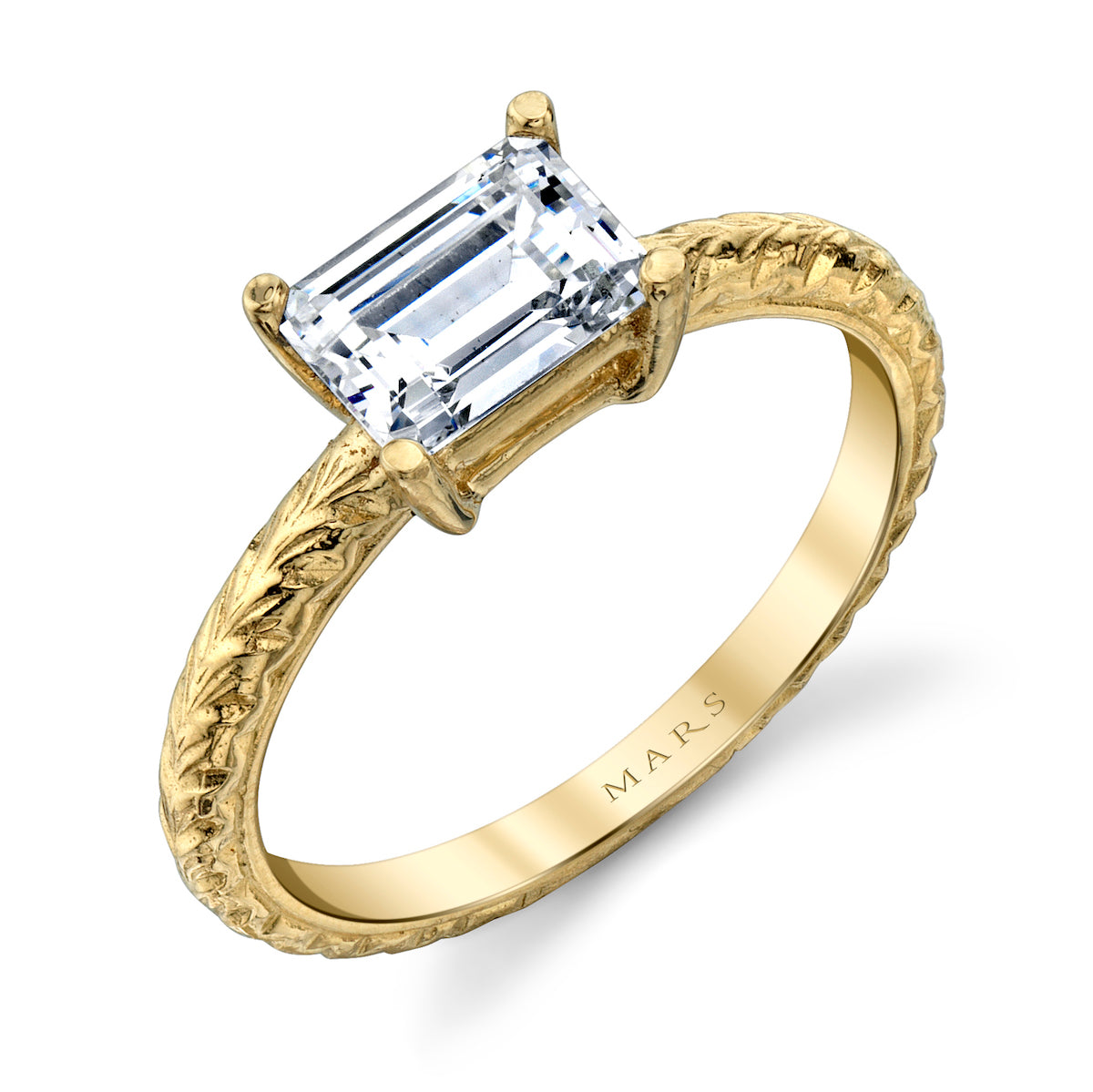Mars Emerald Engagement Ring 14K Yellow Gold
