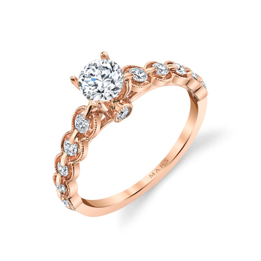 Mars Round Engagement Ring 14K Rose Gold