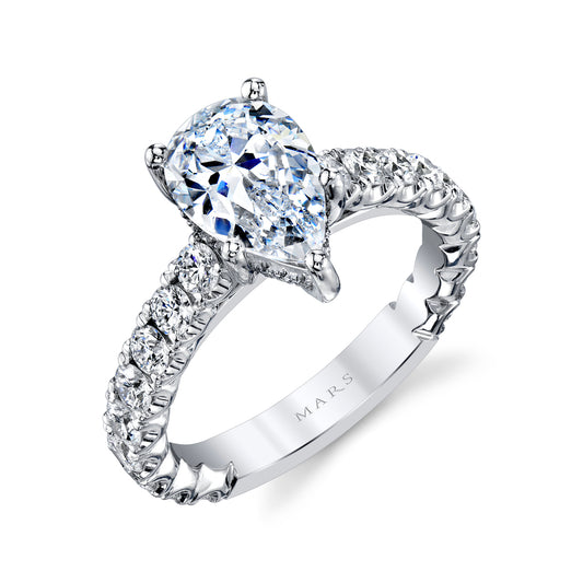 Mars Pear Engagement Ring 14K White Gold