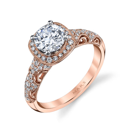 Mars Round Engagement Ring 14K Rose Gold