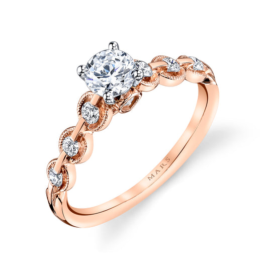 Mars Round Engagement Ring 14K Rose Gold