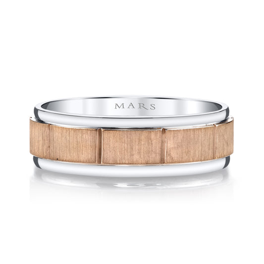 Men's Two Tone Vertically Grooved with Brushed Finish Wedding Band