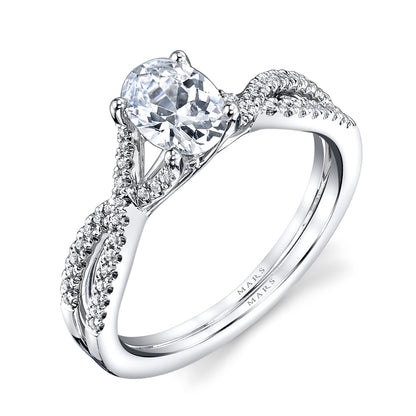 Mars Oval Engagement Ring 14K White Gold