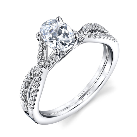 Mars Oval Engagement Ring 14K White Gold