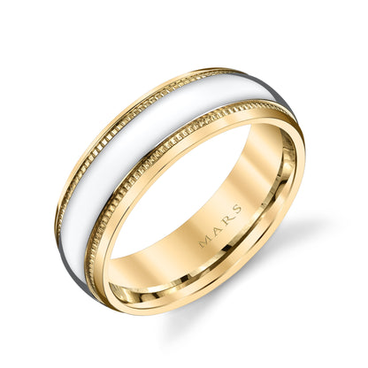 Men's 7mm Two Tone Satin Finish with Milgrain Edge Wedding Band