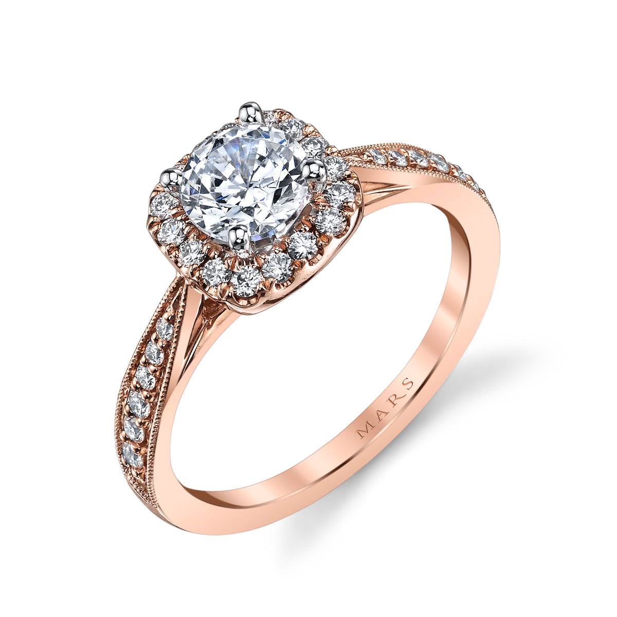 Mars Round Engagement Ring 14K Rose Gold