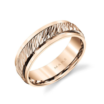 Men's 7mm Grooved Flat Stepped Edge Wedding Band
