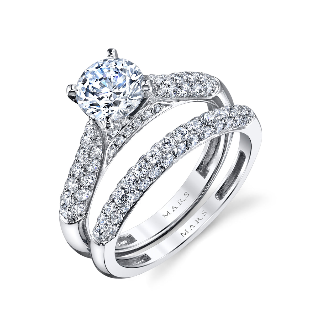 Mars Round Engagement Ring 14K White Gold