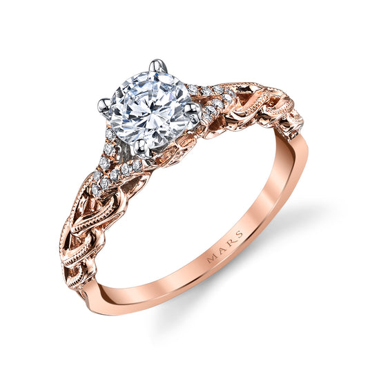 Mars Round Engagement Ring 14K Rose Gold