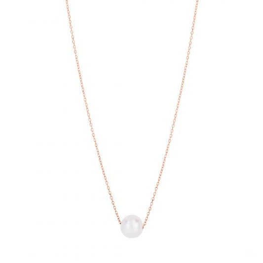 14K Rose Gold Pearl Necklace Solitaire