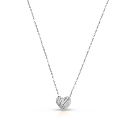 14K White Gold Scribbles Heart Necklace